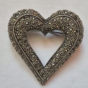 Roman Marcasite Heart Brooch